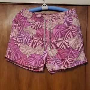 Men’s Vilebrequin Swim Trunks Pink Umbrella Print
